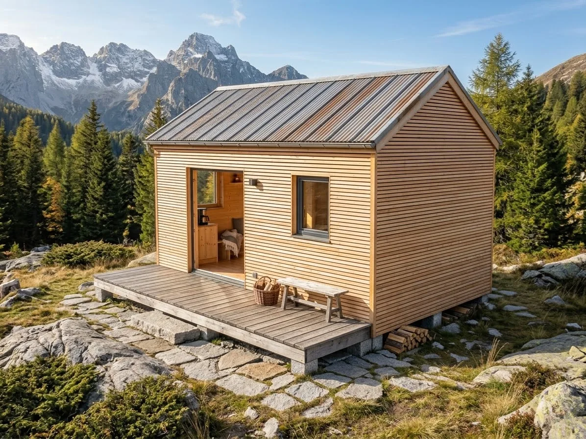 Studio bois avec toiture traditionnelle