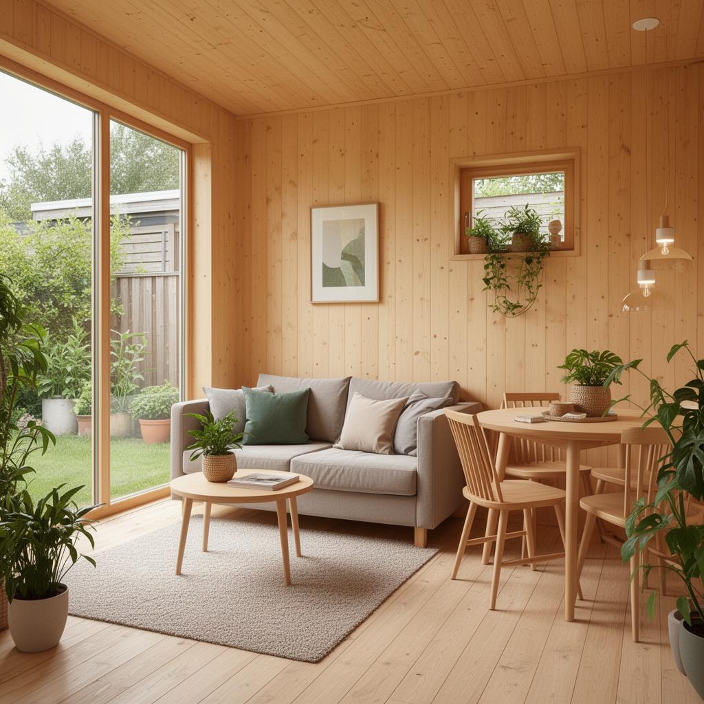 Intérieur lumineux d'un studio de jardin Tiny Studio